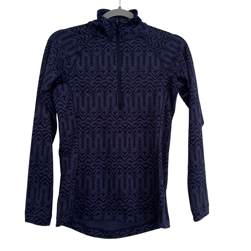 Patagonia Capilene Midweight Baselayer Women XS Navy Purple Tree Print Excellent